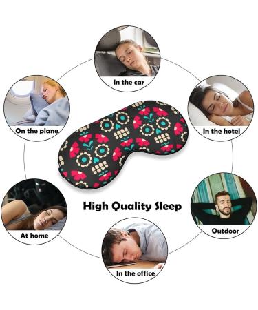 Mexican Sugar Skulls Sleep Mask | Comfortable Light Blocking Eye Cover for Travel - Adjustable Head Strap for All Ages - Buy Online on GoSupps.com