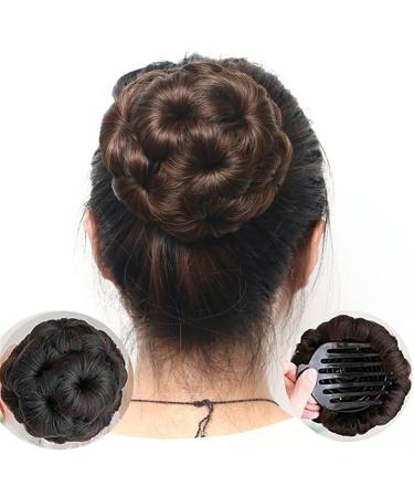 Messy Bun Hair Piece for Women Synthetic Hair Bun Chignon Clip in Ponytail Hair Extensions Flowers Style Hair Bun Claw Clip In Updo Ponytail Hairpiece for Women Fake Hair Accessories for Women Girls Brown black - Buy Online on GoSupps.com