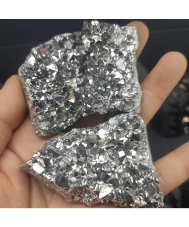 Natural Crystal Rough 1pcs Natural DIY Materials Making Electroplating Silver Raw Gemstone Crystal Cluster Titanium Geode Gifts Specimens 80-100g - Buy Online on GoSupps.com