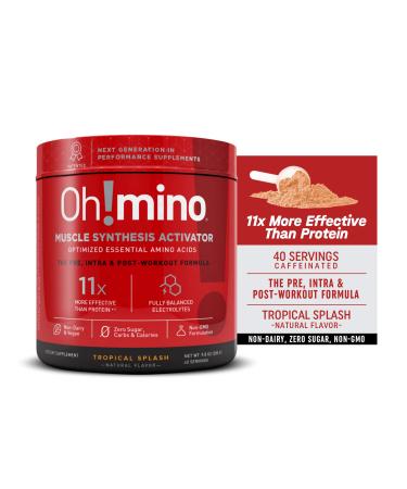 Oh!mino Muscle Synthesis Activator Tropical Splash Flavor (Caffeinated, 40 Servings 280grams) Amino Acids Supplement, Electrolytes Powder Supplement, Pre & Post Workout Recovery Drink – Oh!Nutrition