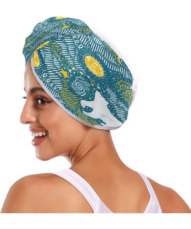 Polar Bears and Starry Skies Quick Dry Hair Cap Set | 2-Piece Super Absorbent Towel & Button Headband - Soft & Comfortable - Buy Online on GoSupps.com