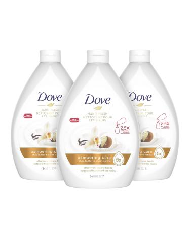 Dove Pampering Care Hand Wash For Clean & Softer Hands Shea Butter & Warm Vanilla Cleanser That Washes Away Dirt and Germs 34 oz 3 Count