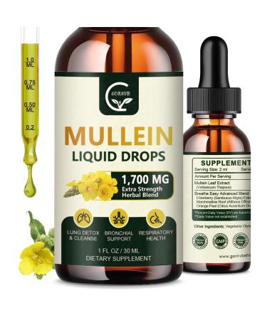 GORNVB (2 Pack) Mullein Drops for Lungs - Lungs Cleanse and Respiratory Support Powerful 4 in 1 Mullein Leaf Extract with Elderberry Marshmallow Root and Orange Peel for Bronchial Support 1 Fl Oz