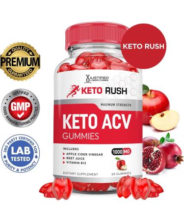 (5 Pack) Keto Rush Keto ACV Gummies Advanced Formula 1000MG Keto Rush Keto Gummies Apple Cider Vinegar Boost Formulated with Pomegranate Beet Juice Powder B12 Vegan Non GMO 300 Gummys 60 Count (Pack of 5) - Buy Online on GoSupps.com