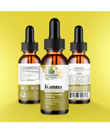 Amazing Botanicals Premium Organic Kanna Extract Tincture 200x Menstrum - Sceletium Tortuosum Liquid Drops Non-GMO, Vegan, Gluten-Free, Alcohol-Free, Liquid Supplement 60ml (2oz) 2 Fl Oz (Pack of 1) - Buy Online on GoSupps.com
