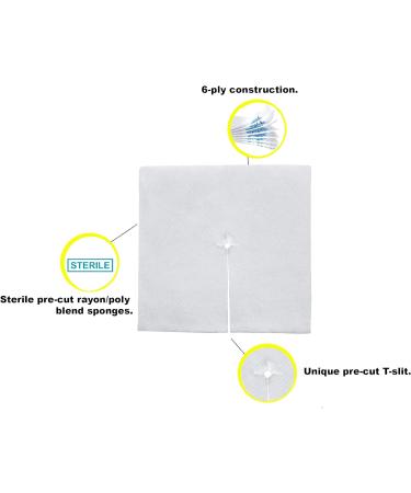 Dukal Basic T-Drain Sponges 2x2 - Pack of 70 Pre-Cut Dressings for I.V.s, Catheters, Tubes, Drains | Sterile 6-Ply Poly Rayon Medical Sponges - Highly Absorbent & Sterile Dressing Pads 7265 - Buy Online on GoSupps.com