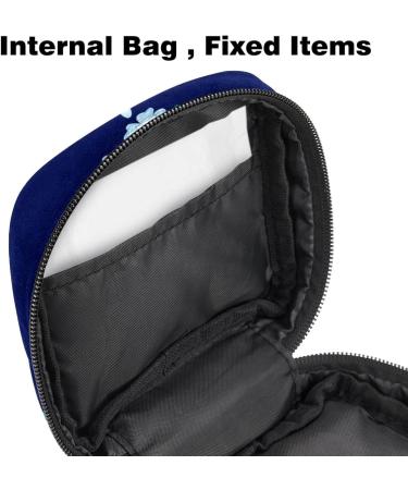 Stylish Menstruation Pad Bag with Zipper - Floral Napkin & Tampon Bag for Women & Girls - Light Blue & Royal Blue Design - Buy Online on GoSupps.com