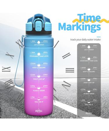 Coolfel Leakproof Sport Drinking Bottles for Kids - BPA Free Tritan Time Marked 500ml to 2L | Perfect for School Gym & Sports - Blue-Purple - Buy Online on GoSupps.com