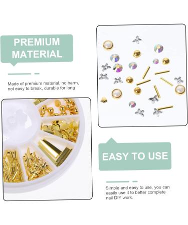 minkissy 54 Boxes Nail Art Accessories Gold Glitter Metal Nail Art Nail Stickers Punk Stickers False Nail Manicure Charm Nail Charm Decals Nail Jewelry Disc Plastic White Rivet - Buy Online on GoSupps.com