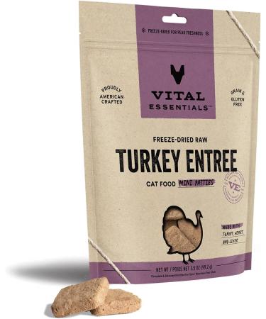 Vital Essentials Freeze Dried Cat Food, Raw Turkey Mini Patties Entree 3.5oz - Buy Online on GoSupps.com