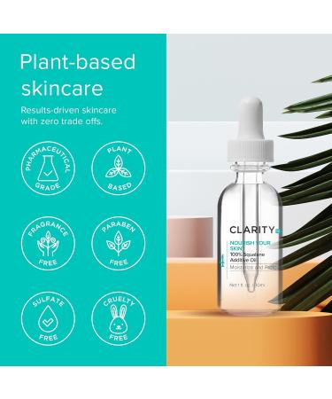 ClarityRx Nourish Your Skin 100% Squalane Moisturizing Oil - Natural Anti-Aging Face Oil for Dry Skin (1 fl oz) - Buy Online on GoSupps.com
