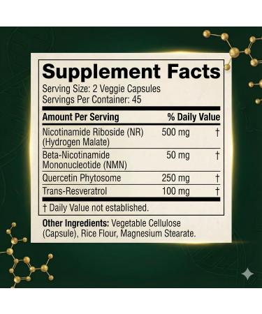 Auivty Liposomal NAD+ NMN Supplement with COQ10 Nicotinamide Riboside Trans-Resveratrol 900mg 90 Veggie Capsules - Buy Online on GoSupps.com