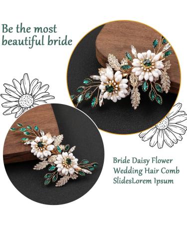 Gold Crystal Daisy Flower Bridal Hair Comb | Rhinestone Wedding Hair Accessory for Women and Girls - Buy Online on GoSupps.com