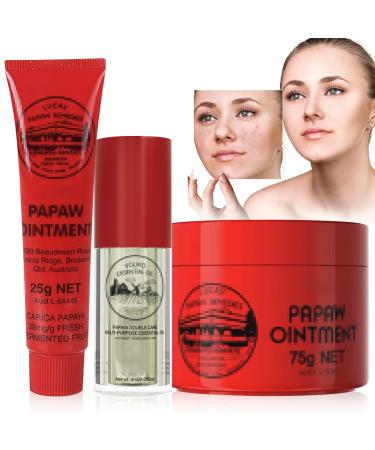 SPERMUOY Papaw Cream 3 Pieces Papaya Ointment Papaw Repairing Cream Multifunctional Moisturizing Nourishing Lip Balm Papaw Cream for Skin Lips Hands and Cuts
