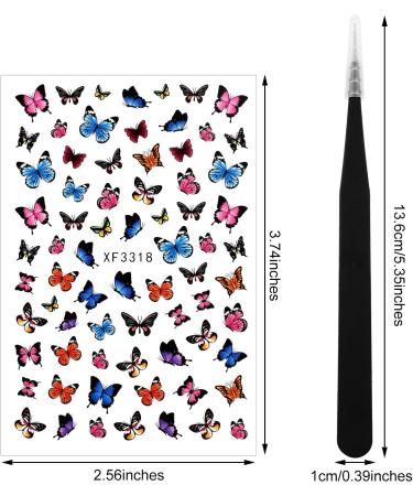 Colorful Butterfly Nail Stickers - 30 Styles | Adhesive Nail Design Decals for Women & Girls | DIY Nail Decoration Kit with Tweezers | 2500+ Pieces - Buy Online on GoSupps.com