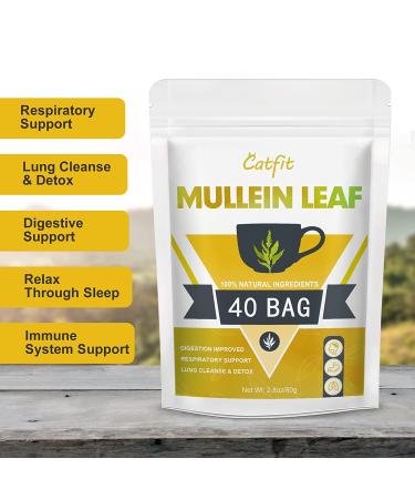 Organic Mullein Leaf Herbal Tea | Respiratory Support, Lung Cleanse & Immune Boost | Non-GMO - 40 Tea Bags - Buy Online on GoSupps.com