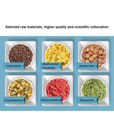 Chrysanthemum Cassia Seeds Burdock Root Tea Bags 320G(40 Tea Bags) Eyes Brighten Liver Cleanse Herbal Tea Honeysuckle Chinese wolfberry Sweetscented Osmanthus No Added Flavoring Combination of Floral Tea - Buy Online on GoSupps.com