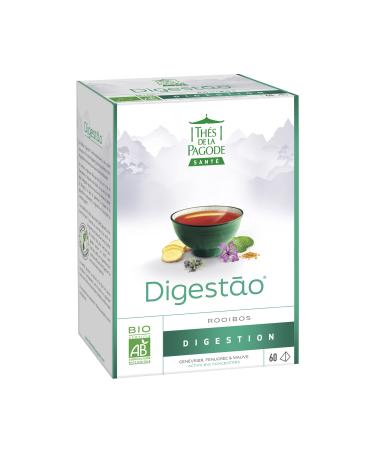 Th s de la Pagode - Tisane Digestao - Infusion au Rooibos Bio - Confort Digestif apr s le Repas - Baie de Gen vrier Mauve Gingembre Fenugrec - Boite de 60 Sachets
