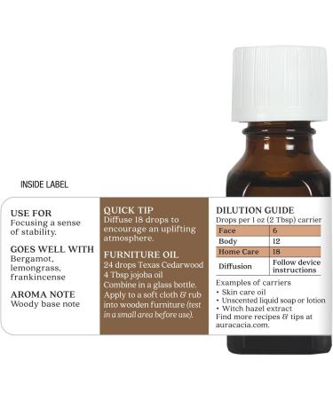 Aura Cacia Pure Texas Cedarwood Essential Oil | 0.5 fl. oz. | Juniperus Mexicana - Buy Online on GoSupps.com