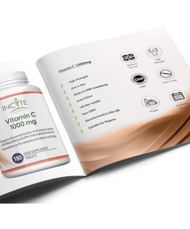 Vitamin C 1000mg | 180 Premium Tablets | High Dose Ascorbic Acid | Vegetarian & Vegan Friendly | Made in UK - Buy Online on GoSupps.com