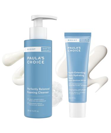 Paula's Choice RESIST Daily Hydrating Fluid Face Moisturizer with SPF 50 Sunscreen & RESIST Perfectly Balanced Foaming Facial Cleanser Face Cleanser with Hyaluronic Acid