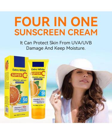 Spf 50+ Face Moisturiser Sunscreen - High-Power Ultraviolet Isolation Advanced Sun Cream - Face Sunscreen to Glowing Skin Tone - Vitamin C Suncream Waterproof & Long-Lasting - Non-Greasy Fresh Smell - Buy Online on GoSupps.com