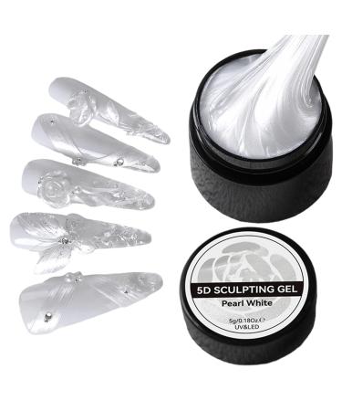 Hogvinnatil Solid Builder Gel for Nails | 3D Sculpting Gel Pearl for Nail Design - Smooth Modeling Extension Flower Sculpture Manicure | Glue for Flower Sculpture Modeling Engraving