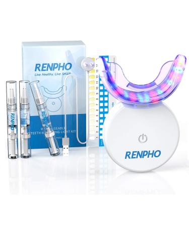Teeth Whitening Kit with Led Light, RENPHO 32LED Accelerator Light Teeth Whitening Kit for Sensitive Teeth Whitener, 3X4ml Non-Sensitive Gels, 35% Carbamide Peroxide, Mouth Tray, Built-in Battery