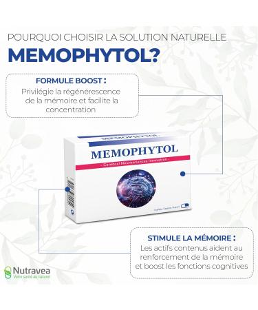 Memophytol - Food Supplement Memory and Concentration - Brain Focus Attention - Grape Blueberry Ginkgo Biloba Bacopa Vitamins - Buy Online on GoSupps.com
