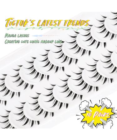 Emeda Anime Eyelashes - 10 Pairs of Japanese Manga False Lashes for Cosplay | Transparent Band EM07 - Buy Online on GoSupps.com