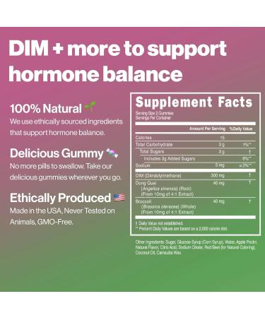 Extra Strength DIM Complex Gummies for Hormone Support - Diindolylmethane Dong Quai & Broccoli Extract - Buy Online on GoSupps.com