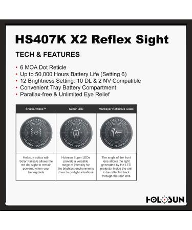 HOLOSUN HS407K-X2 Classic Reflex Red Dot Sight - Premium Optics for Precision Shooting - Buy Online on GoSupps.com