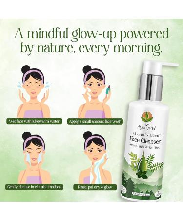 HIM AYURVEDA Charm N Glam Face Cleanser(Face wash) |with Neem Tulsi Tea Tree |For Dry Oily & Acne Prone Skin|Deeply Cleanses | Exfoliates Skin| For Men & Women | Sulphate Free | 200ML - Buy Online on GoSupps.com