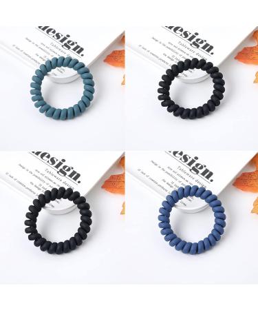 10 Piece Spiral Telephone Cable Hair Ties | Elastic Coil Hair Bands in 5 Colors | Traceless Stretchy Hair Rings for All Hair Types - Black - Buy Online on GoSupps.com