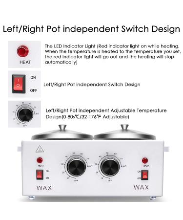 Professional Dual Wax Warmer Heater for Hair Removal - Salon Quality SPA Equipment with Adjustable Temperature Set - Includes 100 Wax Applicator Sticks - 101 Piece Set - Buy Online on GoSupps.com