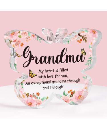 Grandma Birthday Gifts Best Grandma Gifts Presents for Grandma Gifts for Grandma Butterfly-Shaped Acrylic Plaque Nanny Gifts Granny gifts Nana Gifts Great Grandma Gifts Grandma Gift