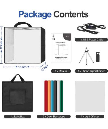 Emart 12x12 Light Box Photography Studio with 120 LED Lights, 6 Backdrops - Portable Dimmable Shooting Tent for Jewelry - New Black - Buy Online on GoSupps.com