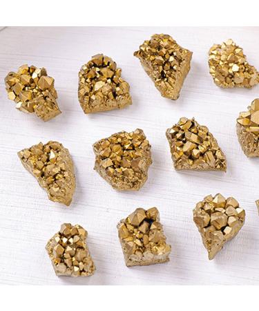 Crystal Geode | Stone Electroplated Golden Crystal - Mineral Crystal Specimen Natural Crystal Raw Gemstones Cluster for Home Decoration Crafts - Buy Online on GoSupps.com