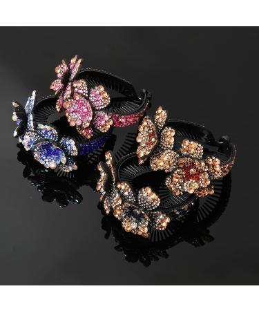 Claws Hair Rhinestone Bun Holders - Multicolor Crystal Hairpin Ponytail Clips for Women and Girls - Hair Accessories - Buy Online on GoSupps.com