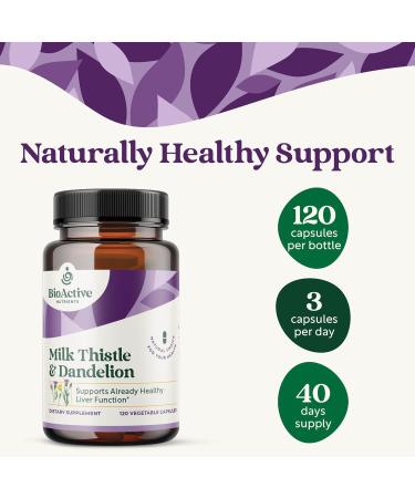 BIOACTIVE NUTRIENTS Supplement - Milk Thistle Extract & Dandelion Root - Daily Support Supplements - 100 Vegetable Capsules - Buy Online on GoSupps.com