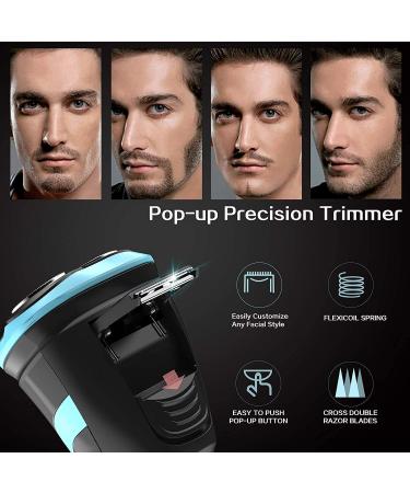 MAX-T Men Electric Razor - Rechargeable Wet & Dry Rotary Shaver for Men (Blue) - Buy Online on GoSupps.com