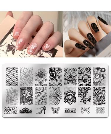 Biutee Nail Stamping Plates Set - Lace Flower Animal Pattern Nail Art Stamp Template with Stamper and Scraper - Nails Tool 7 Piece Set - Buy Online on GoSupps.com