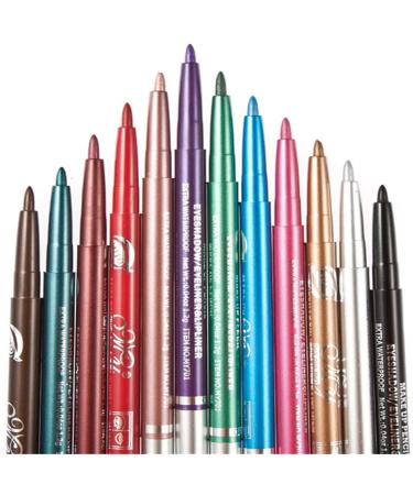 Chargenyang 12 PCS Colorful Eyebrow Pencil Eyeliner Eyebrow Lip Liner Pencil Pen Makeup Cosmetic Set Kit Tool