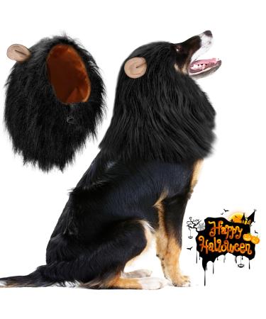 Vivifying Dog Costume Lion's Mane Dog Adjustable Dog Halloween Costume Wig with Ears for Medium and Large Dogs (Black) - Buy Online on GoSupps.com