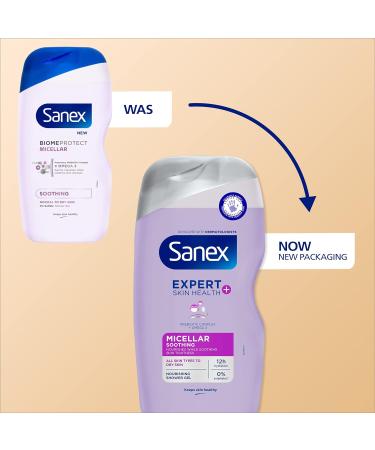 Sanex Expert Skin Health+ Micellar Soothing Shower Gel 515ml for dry skin body wash for men & women nourishes skin soothes skin tightness 12 hour hydration prebiotic & postbiotic complex Micellar Soothing 515 ml (Pack of 1) - Buy Online on GoSupps.com