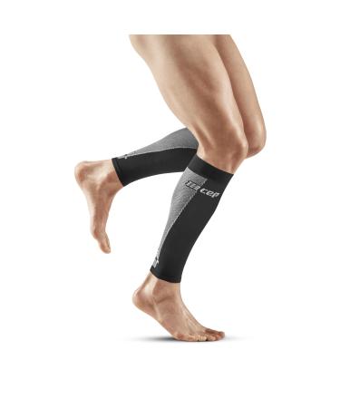 CEP - Men's ULTRALIGHT CALF SLEEVES Black/Grey Size L Breathable compression socks without foot