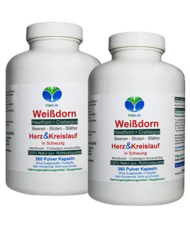 Windendorn hawthorn cardiovascular 720 capsules 2x360 "heart herb" natural pure hawthorn berries & hawthorn leaves & hawthorn flowers without additives 27100-6 173 g (2 pack)