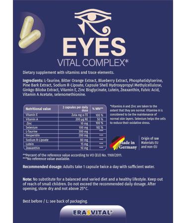 Eyes Vital Complex - 360 Vegan Capsules with Lutein Zeaxanthin Sodium-R-Lipoate & Fulvic Acid for Optimal Eye Health - Buy Online on GoSupps.com