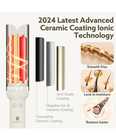 Rotating Curling Iron - Anti-Scald Automatic Curler 1.25 Inch | Adjustable Heat & Fast Heating | Safe Hair Styling Tool (White - Buy Online on GoSupps.com
