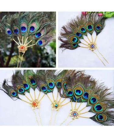 amangul Feathered Hair Stick with Feather Rhinestones Flower for Women Girl Flower for Traditional Headpieces Hair Jewelry - Buy Online on GoSupps.com